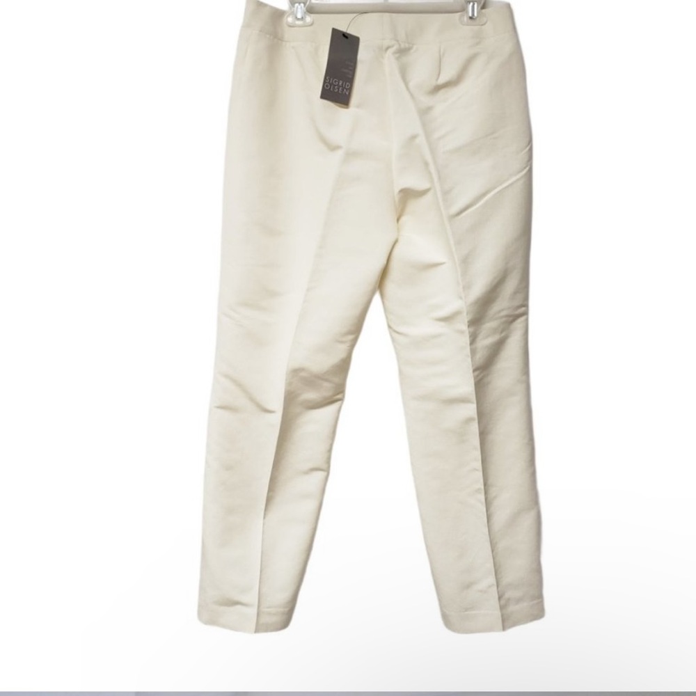 Ivory cotton silk blend slacks